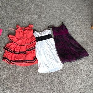 3 girls fancy halter/spaghetti strap dresses.